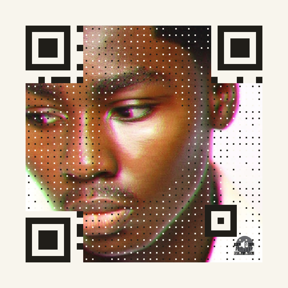 Necessary by Achiva: a clear photographic portrait integrated into a graphic QR composition